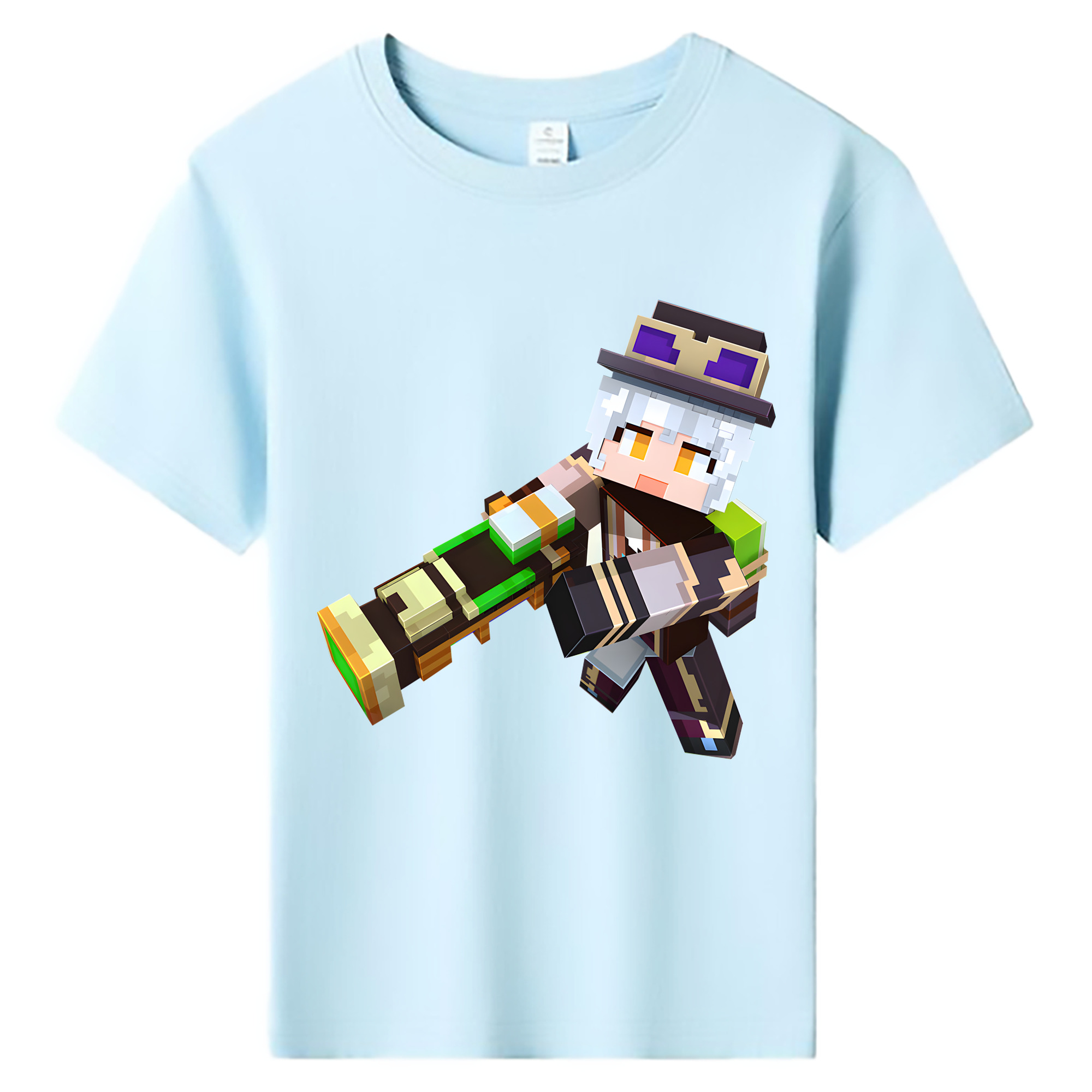 （画像用） マインクラフト ブロックの世界 Minecraft MC Block world 綿100％キッズTシャツ（フロントプリント）